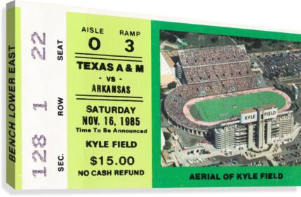 1985 Arkansas Razorbacks vs. Texas A&M Aggies | Row 1 Canvas Print