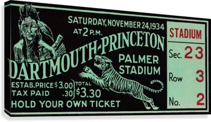 1934 Dartmouth vs. Princeton Ticket Art | Row 1  Canvas Print