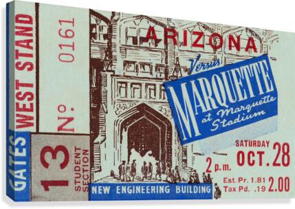 1939 Marquette Golden Avalanche vs. Arizona Wildcats  Canvas Print