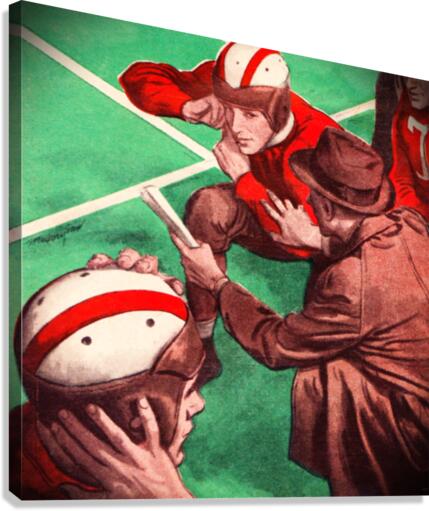 Vintage Football Coach and Players Art Canvas Print