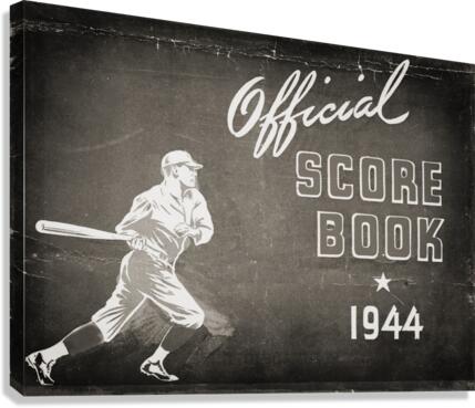 1944 Baseball Score Book Remix Art Canvas Print