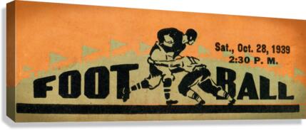 1939 Vintage Football Ticket Stub Remix Art Canvas Print