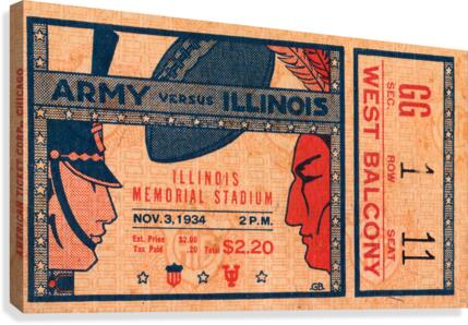 1934 Army vs. Illinois Football Ticket Stub Canvas Print