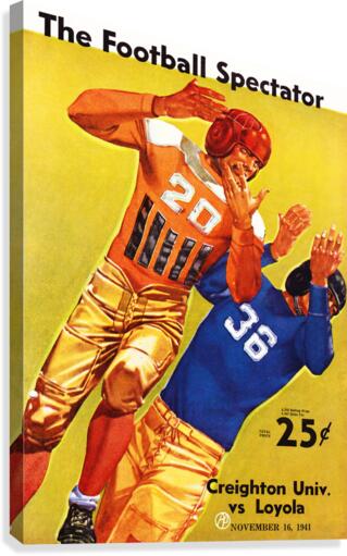 1941 Loyola Lions Football Program Cover Art Canvas Print