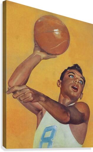 1956 Golden Background Vintage Basketball Player Art Canvas Print