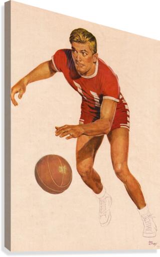 1960 Vintage Basketball Player Art  Canvas Print
