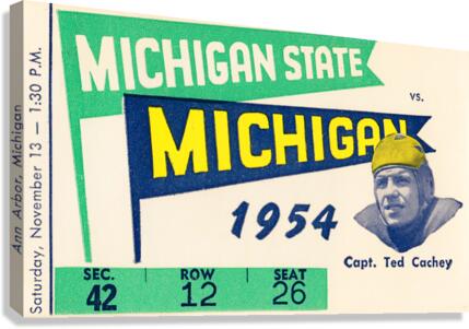 1954 Michigan State vs. Michigan Football Ticket Framed Print Canvas Print