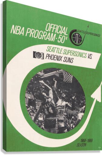 1968 Vintage Seattle Supersonics Program Remix Art Canvas Print