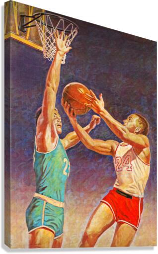 1960 Basketball Art Remix Impressionism Style Canvas Print