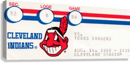 1988 Texas Rangers vs. Cleveland Indians Ticket Art Canvas Print