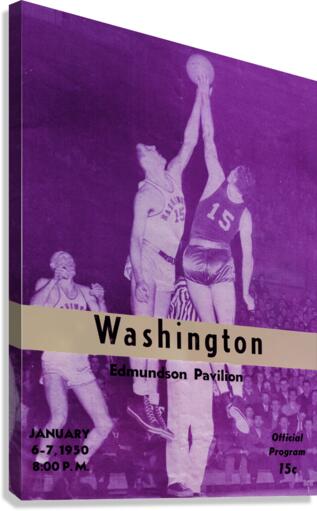 1950 Washington Huskies Basketball Program Art Canvas Print