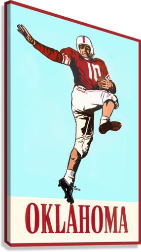Vintage Oklahoma Football Player Art Canvas Print