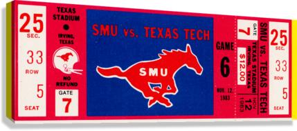1983 SMU vs. Texas Tech Football Ticket Stub Print Canvas Print