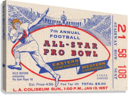 1957 Pro Bowl Football Ticket Canvas Canvas Print