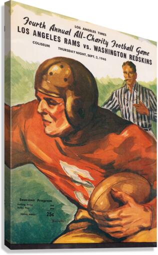 1948 LA Rams vs. Washington Redskins Football Cover Wood Print Canvas Print