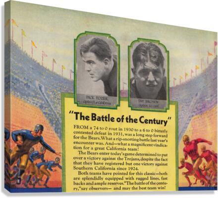 1932 Cal Bears vs. USC Trojans Football Art Canvas Print