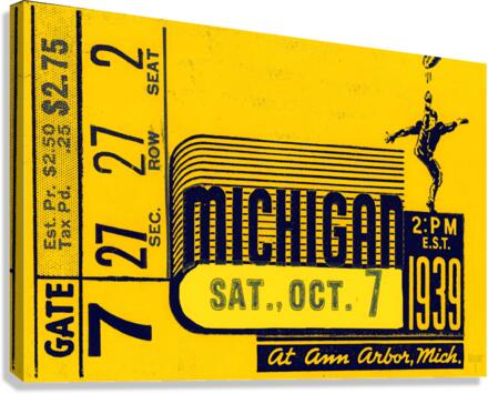 1939 University of Michigan Football Ticket Stub Remix Canvas Print