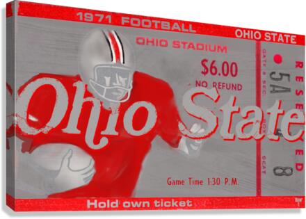 1971 Ohio State Ticket Stub Remix Canvas Print