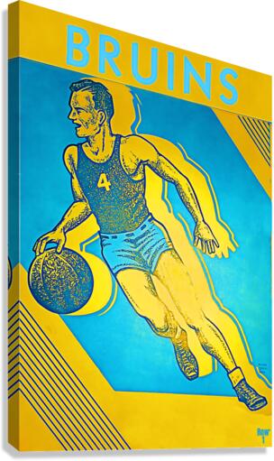 Vintage UCLA Bruins Basketball College Remix Art Canvas Print