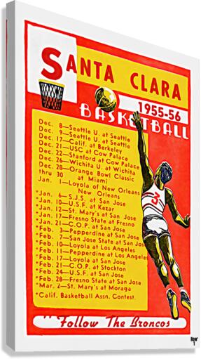 1955 Santa Clara Broncos Basketball Schedule Art Canvas Print