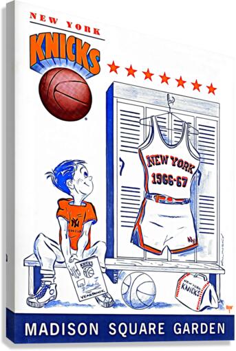 Vintage New York Knicks Art by George Kalinksy  Canvas Print