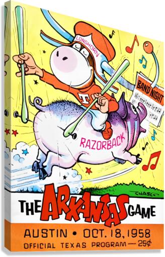 1958 Arkansas Razorbacks vs. Texas Longhorns Cover Art Canvas Print