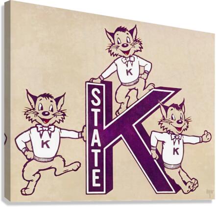 Vintage Kansas State Three Wildcat Cartoon Art Canvas Print
