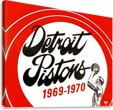 1969 Detroit Pistons Throwback Art Canvas Print