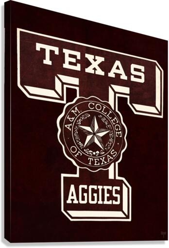 Vintage Texas Aggies Block T Logo Art Canvas Print