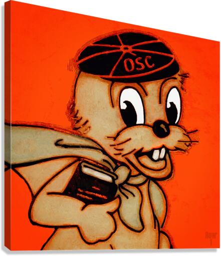 Vintage Oregon State Beaver Cartoon Art Canvas Print