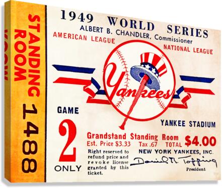 1949 World Series Ticket Art Canvas Print