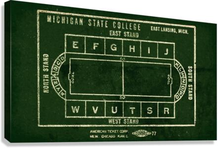 1946 Michigan State Macklin Stadium Map Art Canvas Print