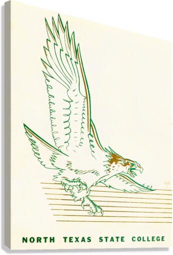 Vintage North Texas State Eagles Art Canvas Print