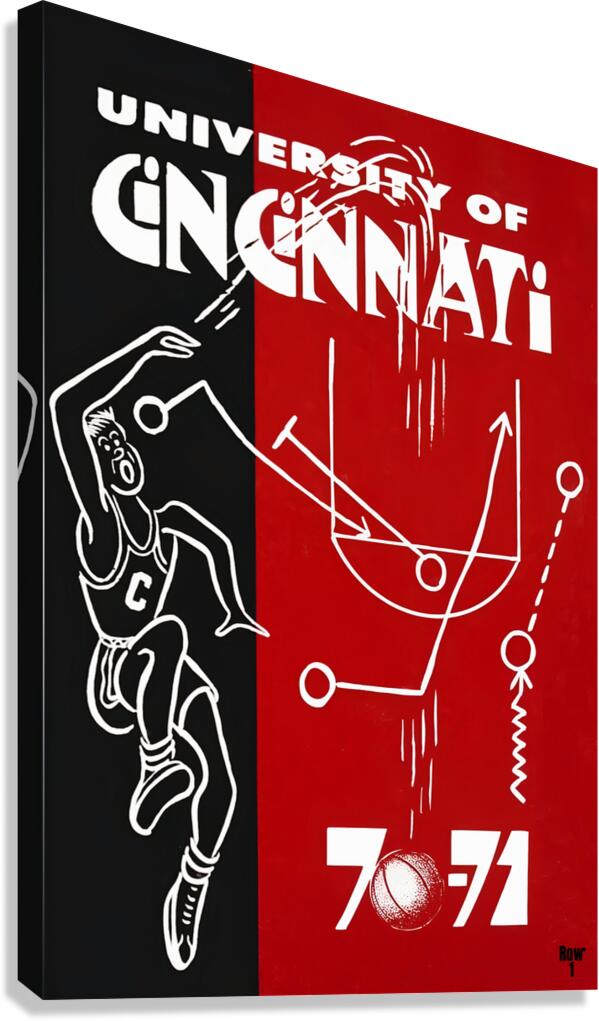 1970 Cincinnati Bearcats Basketball Art Canvas Print