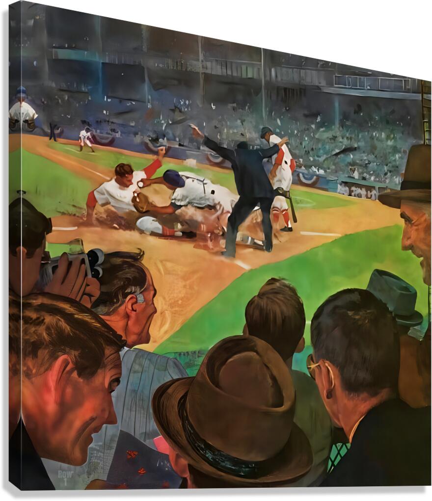Home Plate Action Baseball Art Canvas Print