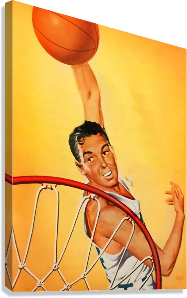 vintage basketball player hook shot art  Canvas Print