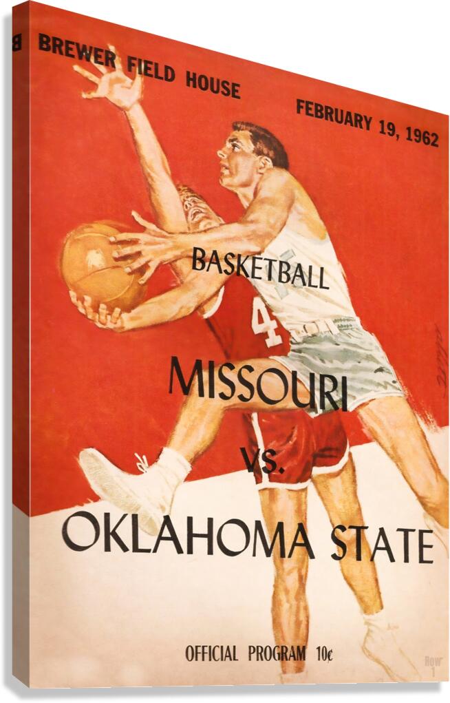1962 Missouri vs. Oklahoma State Basketball Program Art Canvas Print