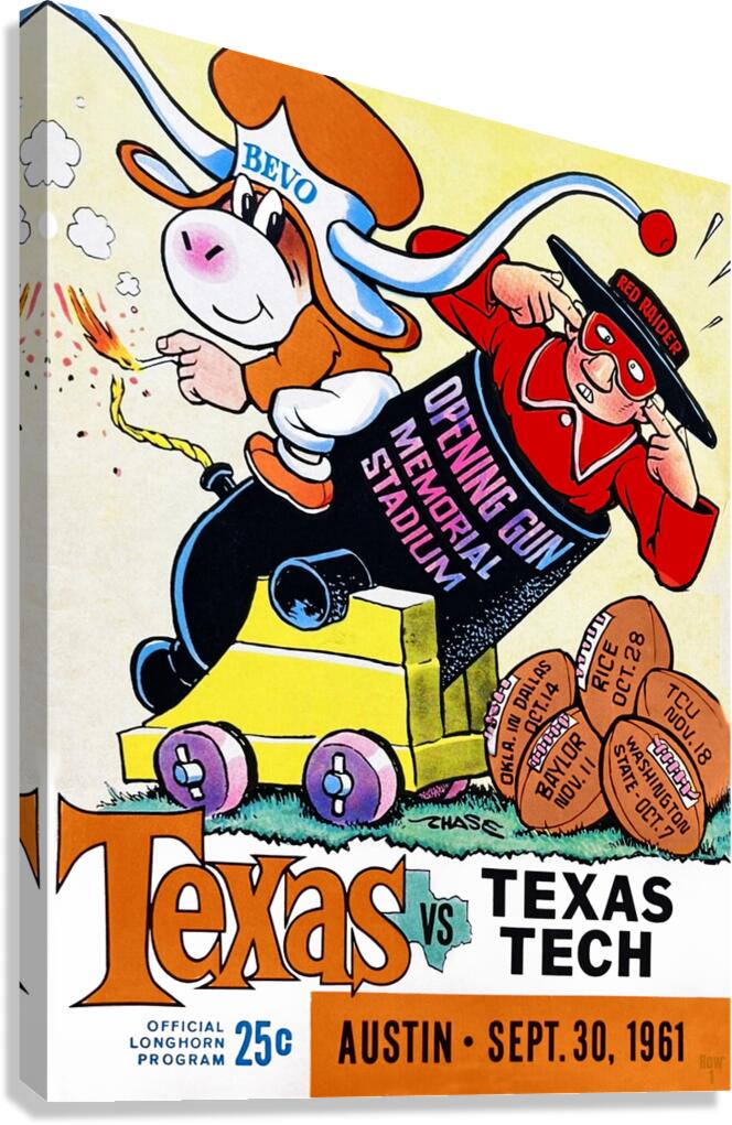 1961 Texas Longhorns vs. Texas Tech Red Raiders by Row One Brand