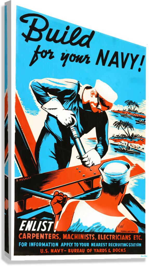 Build for Your Navy Canvas Print