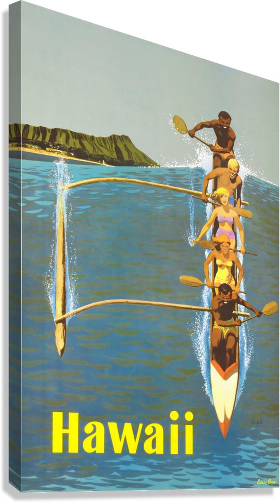 1960 stanley galli hawaii travel poster Canvas Print