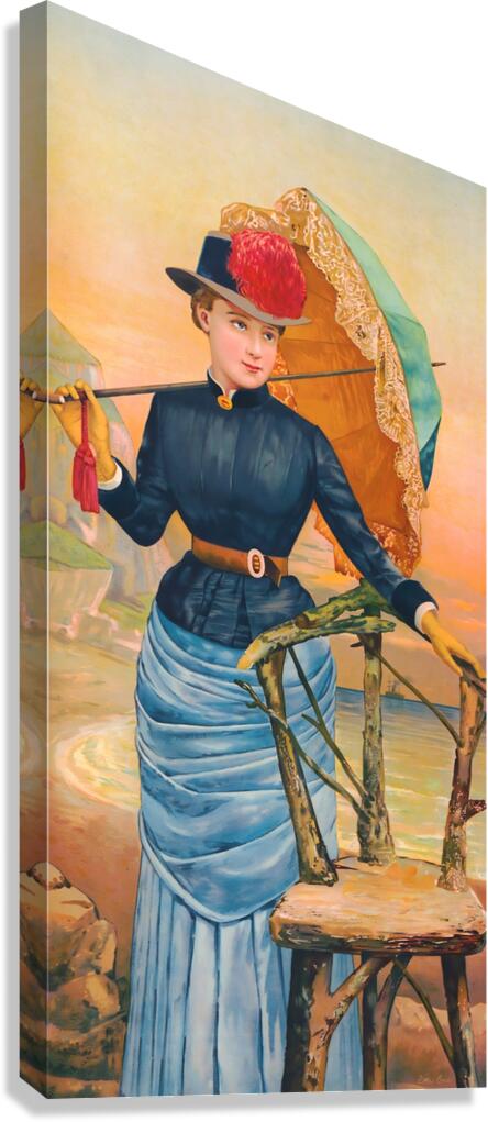 Late 1800s Woman With Umbrella  Canvas Print