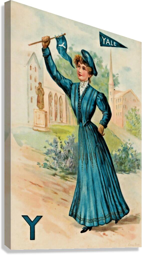 vintage yale lady with pennant Canvas Print