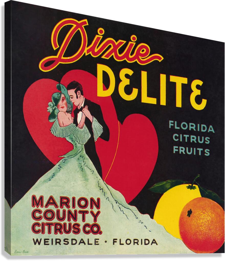 dixie delite florida citrus fruit label Canvas Print