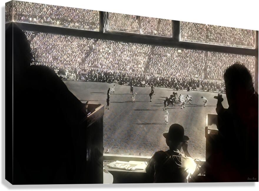 through the pressbox vintage football art Canvas Print