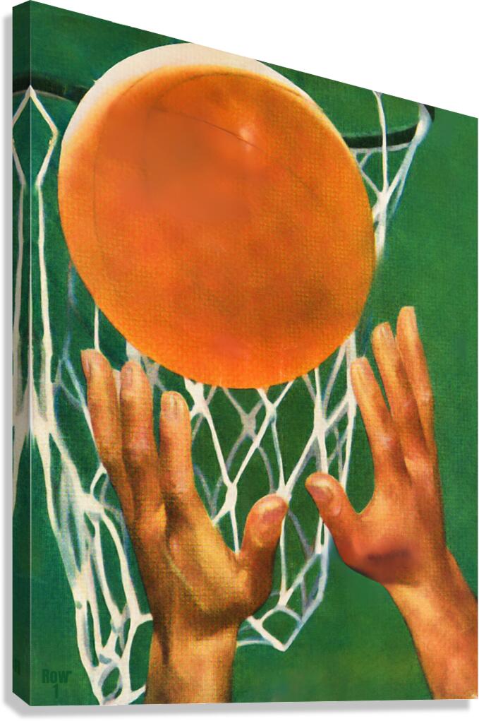 vintage sports art 1940s basketball art ball hoop Canvas Print