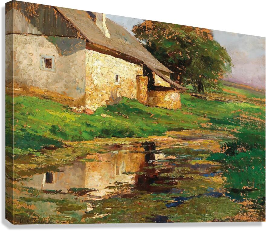 The pond behind the house Canvas Print