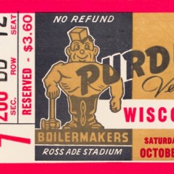 1955 Wisconsin vs. Purdue Football Ticket Canvas