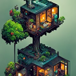 Isometric Pixel Treehouse