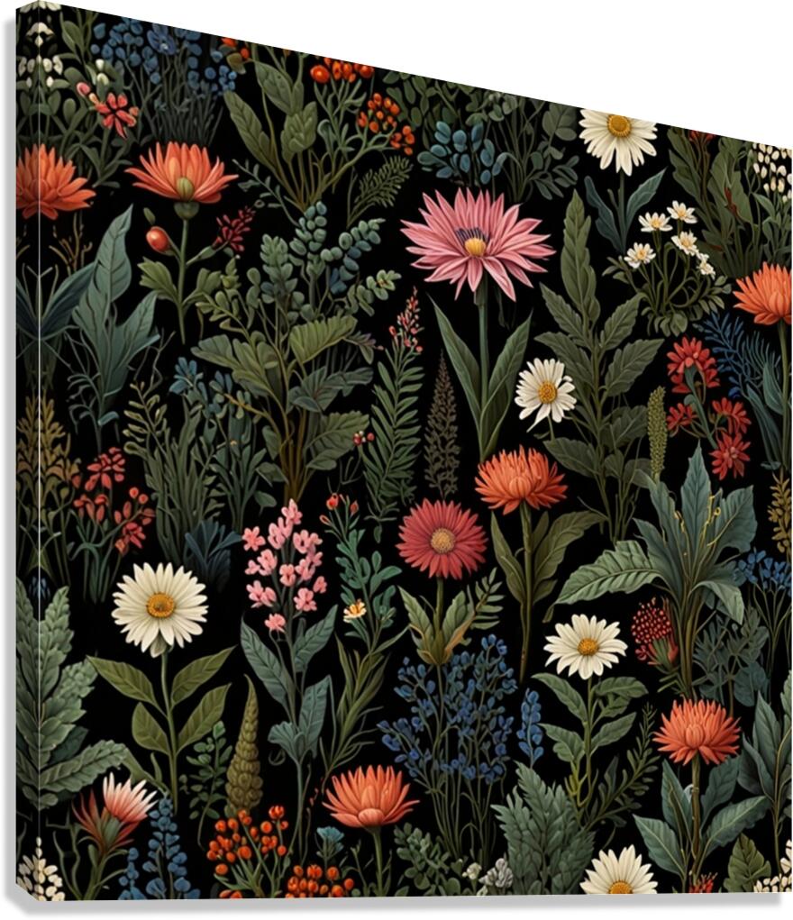 Botanical Seamless Pattern Canvas Print