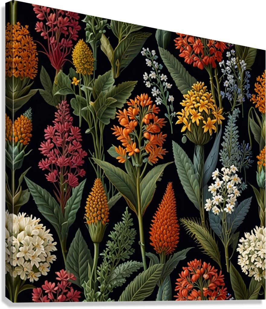 Botanical Seamless Pattern Canvas Print